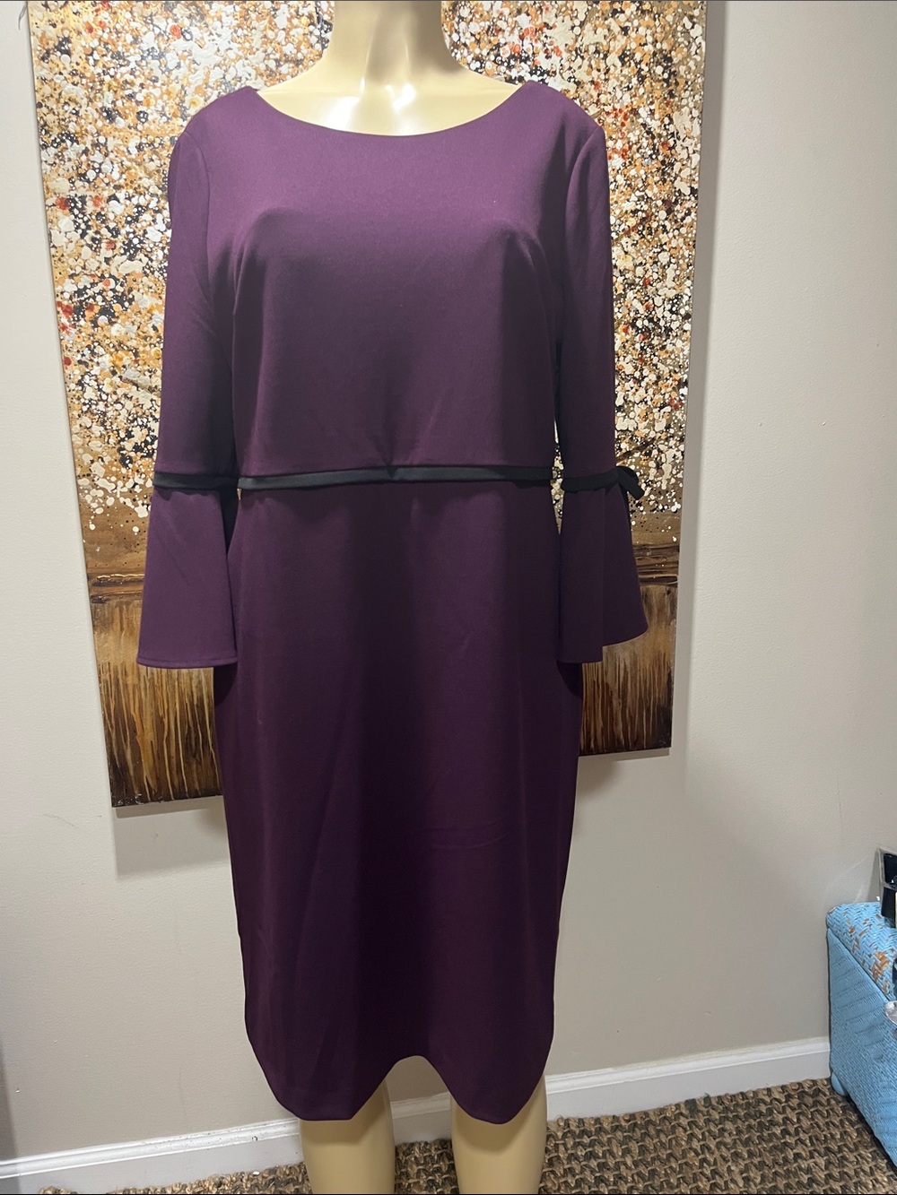 Tommy Hilfiger Plum Bell-Sleeve Midi Dress